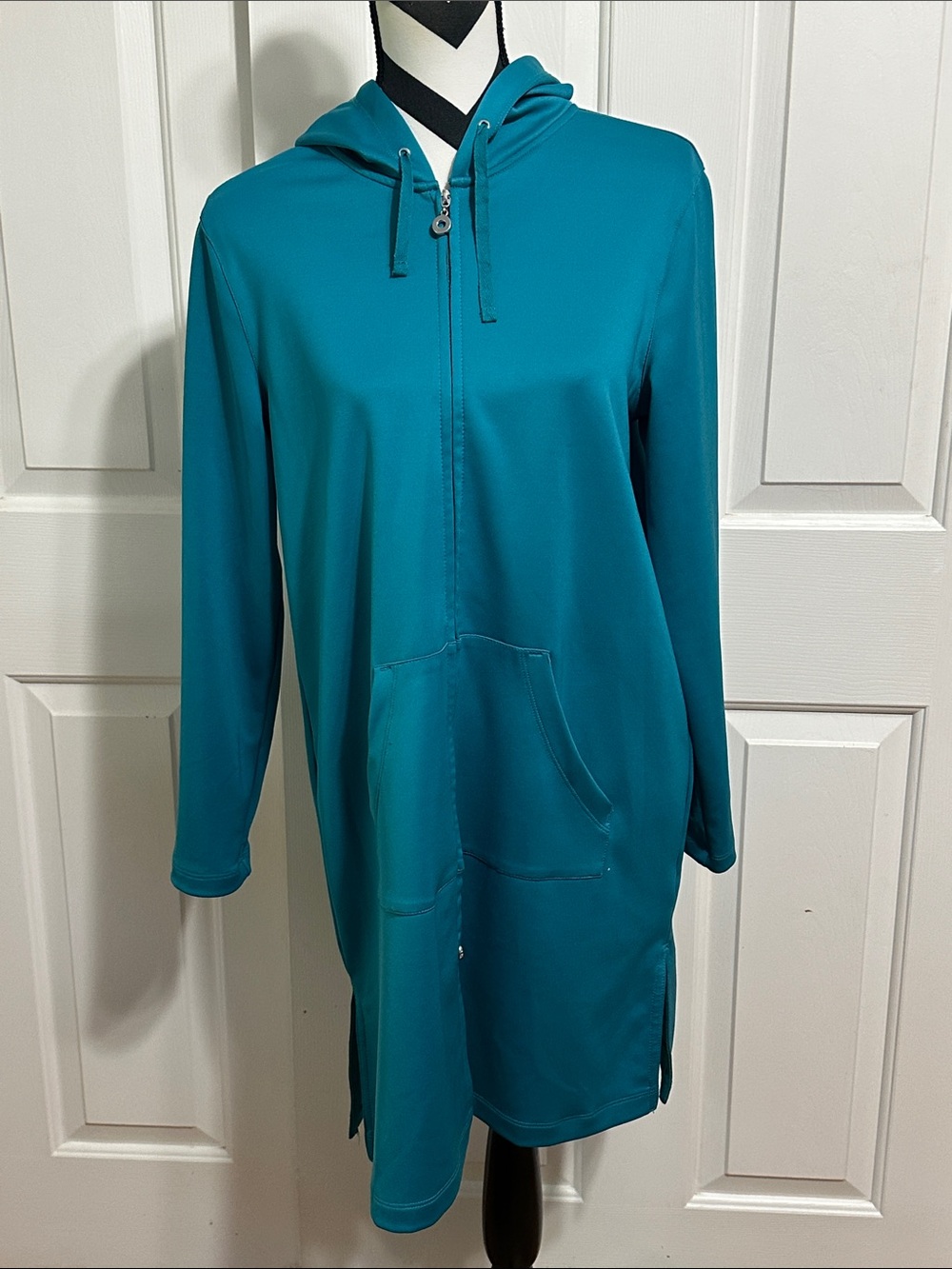 Caya Costa UV Protection Teal Zip-Front Swim Tunic Hoodie